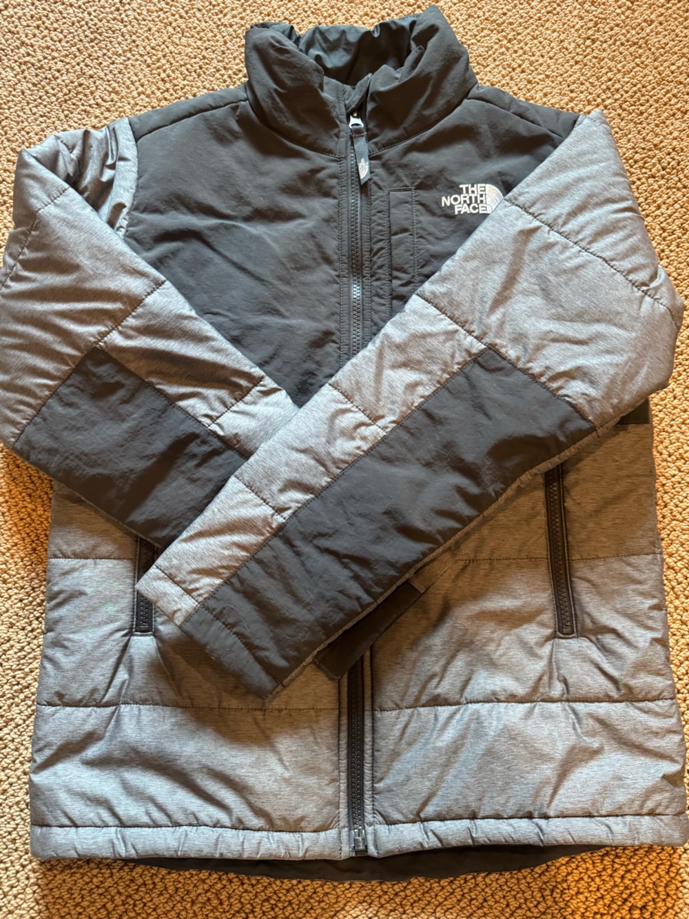 The North Face Colorblocked Quilted Jacket in Black and Gray